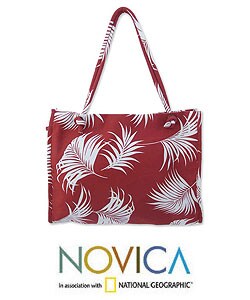 Cotton 'Scarlet Palm' Handbag (Thailand)