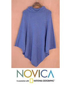 Alpaca Wool 'Indigo Lake' Poncho (Peru)