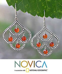 Carnelian 'Peacock Plumes' Earrings (Indonesia)