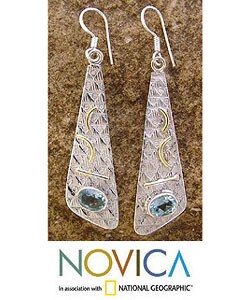 'Art Deco' Blue Topaz Earrings (India)