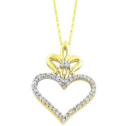 10k Yellow Gold 1/5ct TDW Diamond Heart Necklace