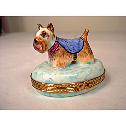 Limoges Hand-painted Terrier Dog Keepsake Box