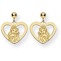 Goldplated Disney's Princess Belle Heart Earrings