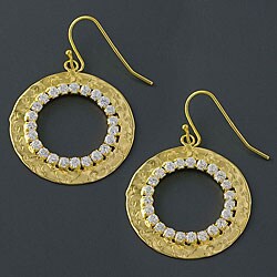 14k Gold over Silver CZ Circle Earrings (China)