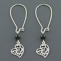 Sterling Silver 'I Heart You' Black Onyx Earrings (China) from Overstock.com from overstock.com
