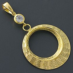 Cubic Zirconia Golden Silver Circle Pendant (China)
