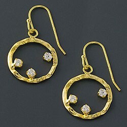 14k Gold over Silver CZ Circle Earrings (China)