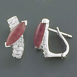 'Beautiful' Cabochon Amethyst Silver Earrings (China)