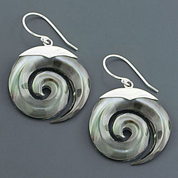 Sterling Silver Mother of Pearl Swirl Earrings (Indonesia)
