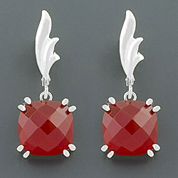 Sterling Silver Faceted Carnelian Earrings (China)