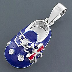 Sterling Silver Enameled CZ Shoe Pendant (Thailand)