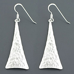 Sterling Silver Hammered Isosceles Earrings (Italy)