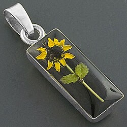Sterling Silver Dried Flower Pendant (Mexico)