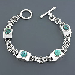 'Forever Sky' Turquoise and Silver Bracelet (India)
