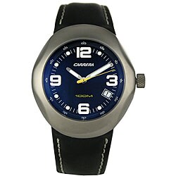 Carrera Men\'s Black Leather Strap Sport Watch from Overstock.com