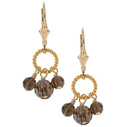 Charming Life 14k Goldfill Smokey Quartz Fringe Earrings