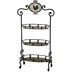 Rooster Motif 3-tier Metal Shelf
