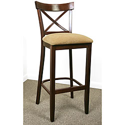 Walnut X-back Wheat Microfiber Seat Barstool