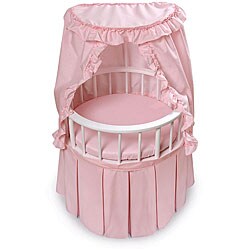 Badger Basket Round Doll Crib with Pink Bedding