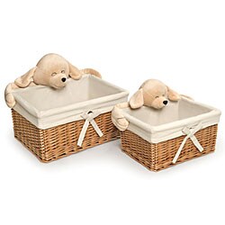 Natural Nursery Basket Set with Plush Animal
