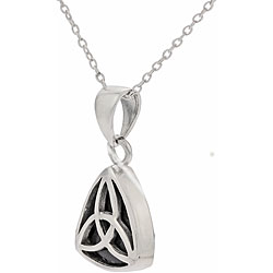 Sterling Silver Black Onyx Celtic Triangle Necklace