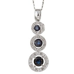 14k Gold Sapphire and 1/10ct TDW Diamond Necklace