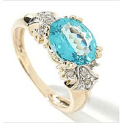 Michael Valitutti 14k Gold Apatite and 1/10ct TDW Diamond Ring