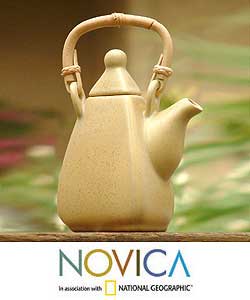 Ceramic 'Sweet Leaf Tea' Teapot (Indonesia)
