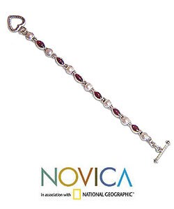 'Garnet Love and Hearts' Pearl Bracelet (Indonesia)