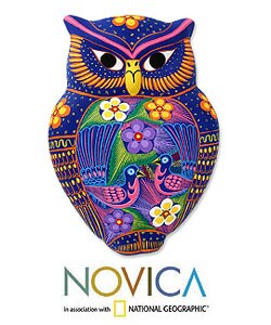 Ceramic 'Floral Owl' Wall Adornment (Mexico)
