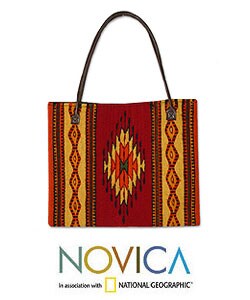 Wool 'Fiery Sky' Leather Handbag (Mexico)