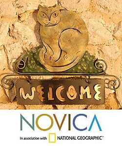 'Cat Smiles Welcome' Iron Welcome Sign (Mexico)