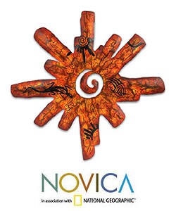 'Cave Art Sun' Iron Candleholder (Mexico)
