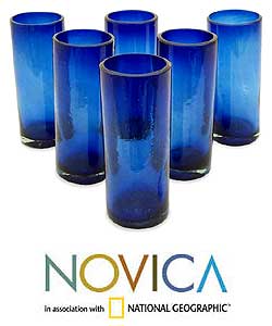Set of 6 'Pure Cobalt' Highball Glasses (Mexico)