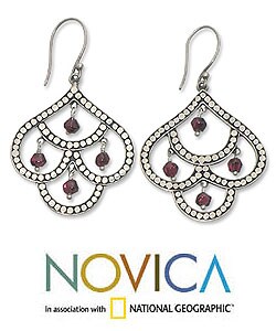 Garnet 'Peacock Plumes' Earrings (Indonesia)