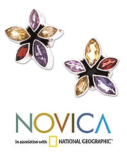 Citrine and Amethyst 'Starflower' Earrings (India)