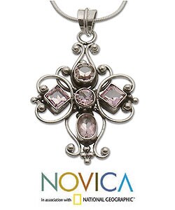 'Floral Cross' Amethyst Necklace (Indonesia)
