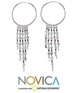 Garnet and Moonstone 'Moonbeams' Earrings (Thailand)