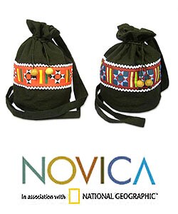 Cotton 'Hill Tribe Voyage' Shoulder Bag Pair (Thailand)