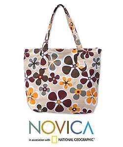 Cotton 'Flower Shower' Handbag (Thailand)
