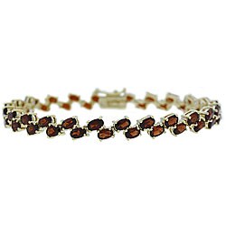 18k Gold over Silver 2-row Garnet Bracelet