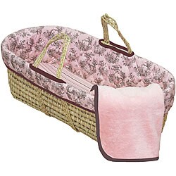 Tadpoles Pink and Brown Toile Moses Basket