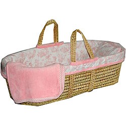 Tadpoles Pink Toile Moses Basket Set
