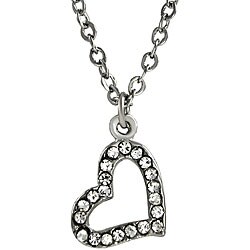 Zinc Alloy Rhinestone Double Heart and Chain Necklace
