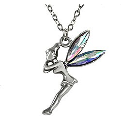 Zinc Alloy Rhinestone Winged Fairy Necklace
