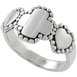 Cross Ring Sterling Silver Cross and Heart Ring