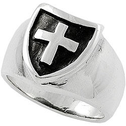 Cross Ring Sterling Silver Shield with Cross Ring