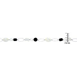 Sterling Silver Onyx and Mother of Pearl Necklace