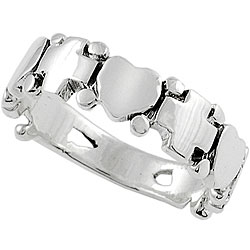 Cross Ring Sterling Silver Alternating Heart and Cross Ring