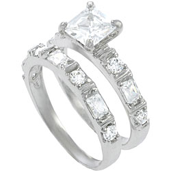 Sterling Silver CZ Bridal-inspired Rings Set